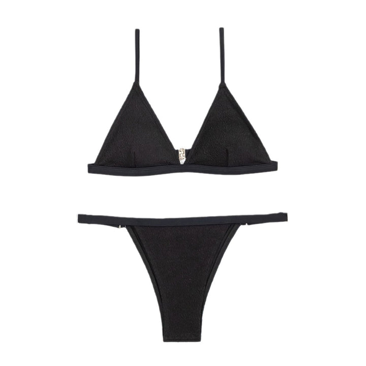 Dame triangel-bikini med elegant tekstur og justerbare stropper Skovae