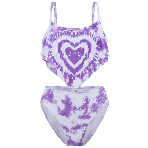 Dame bikini sæt med asymmetrisk overdel og lette rynker Stilla