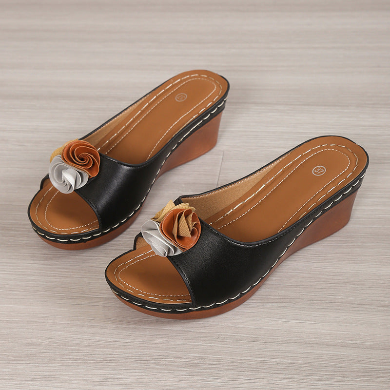 Dame elegante kile-clogs med floralt dekorer Stilla