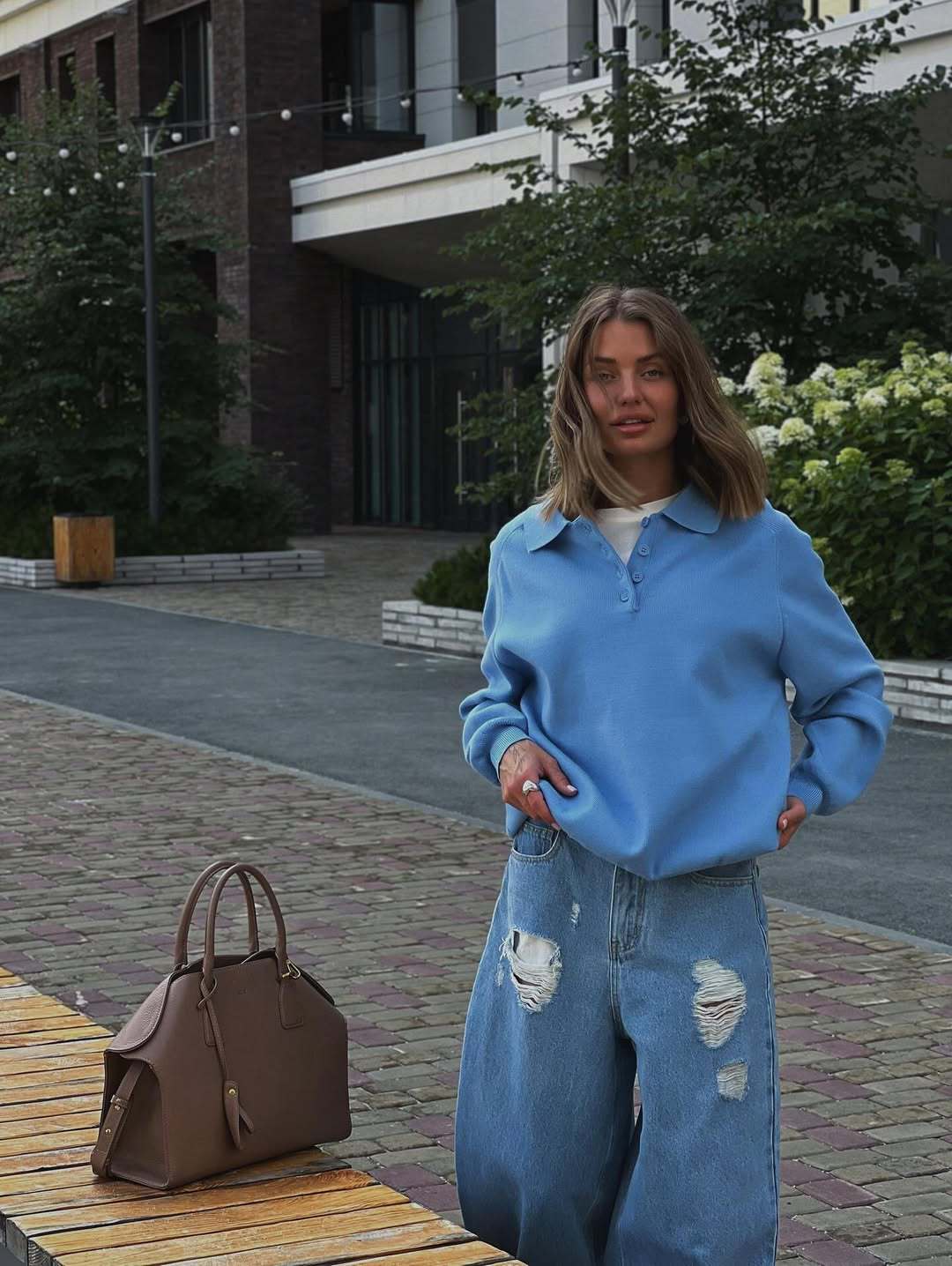 Kvinders casual sweater med høj krave og struktureret design Stilla