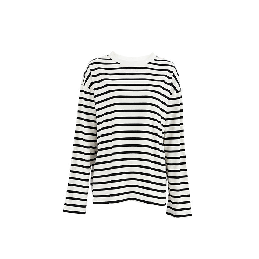 Dame Løs Oversized Sweater med Stribet Mønster og Lange Ærmer Stilla