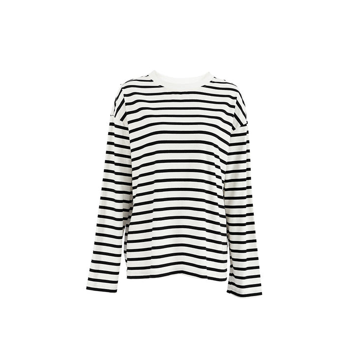 Dame Løs Oversized Sweater med Stribet Mønster og Lange Ærmer Stilla
