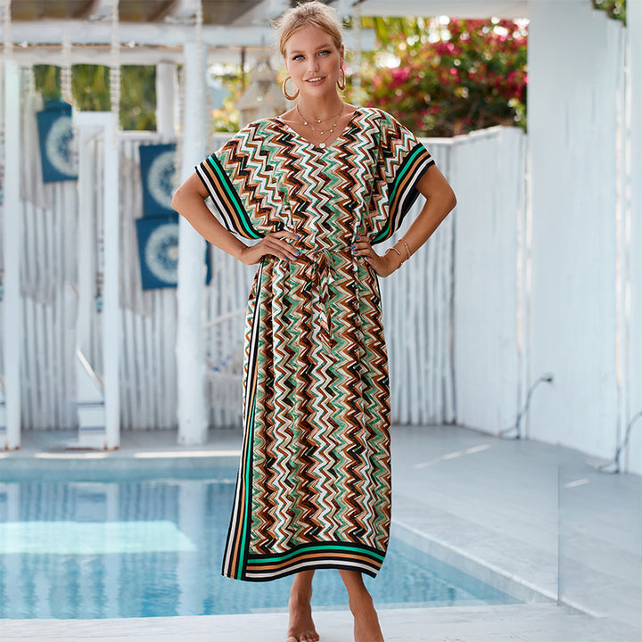 Dame Kaftan med moderne zigzag mønster Stilla