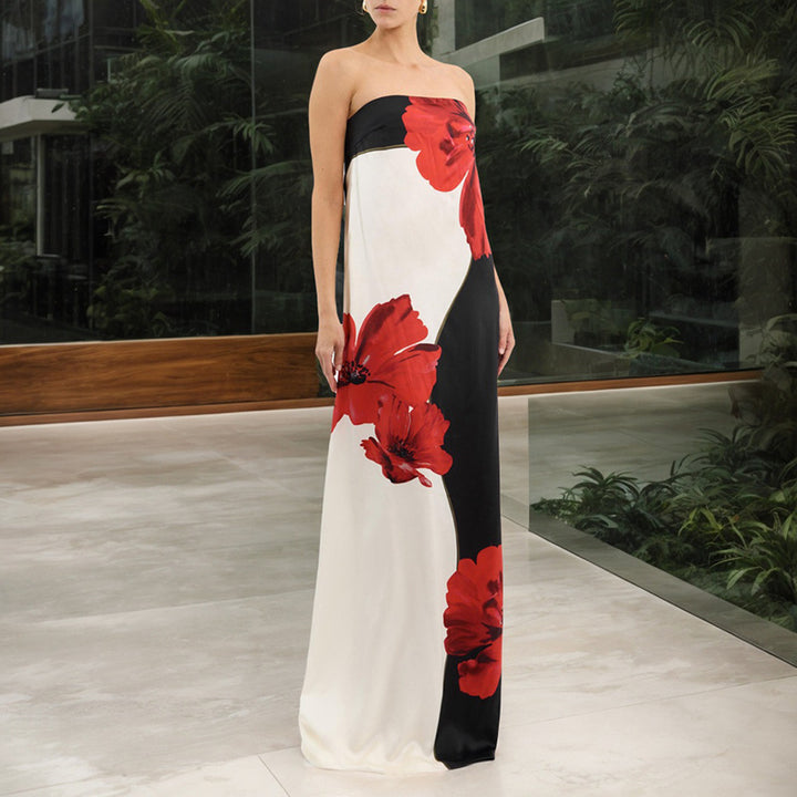 Femme Off-the-Shoulder Floral Maxi Kjole Stilla