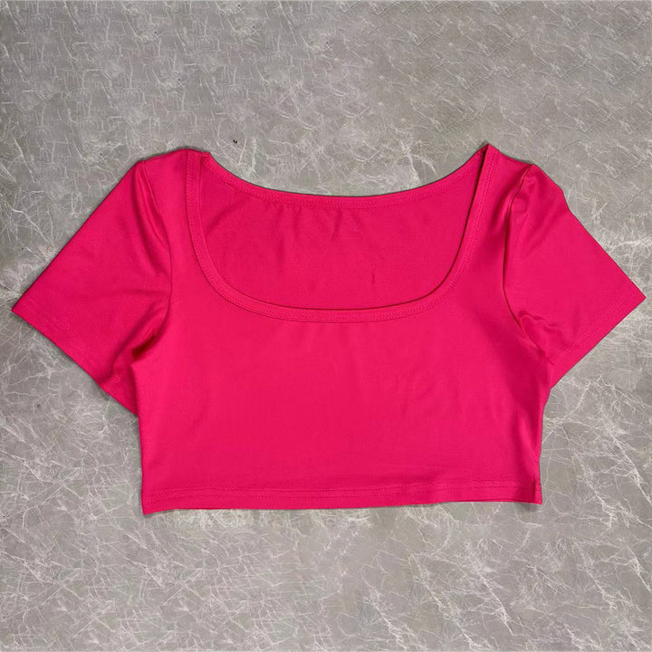 Kvinder Crop-Top med lange ærmer og U-bådsudskæring Stilla
