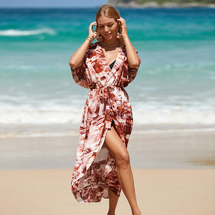 Dame Floral Print Strandovergang Kjole Stilla