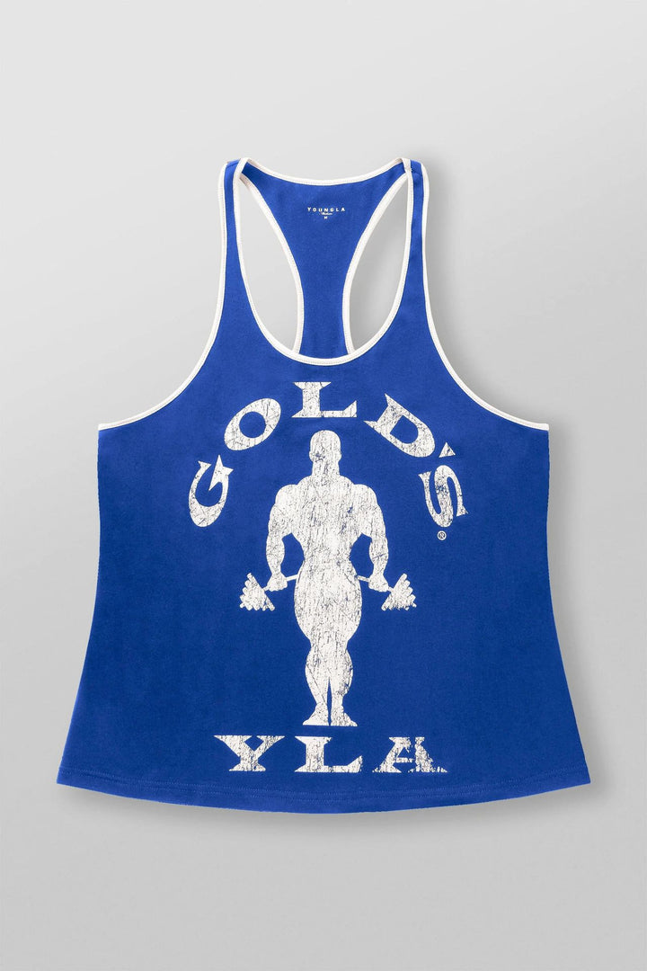 Herrer nan atletisk Stringer Tanktop rygfri snit med kontrastpiping og kraftsportmotiv Skovae