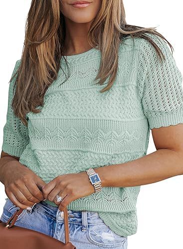 Kvinders strikket top med unikt tekstureret design Stilla