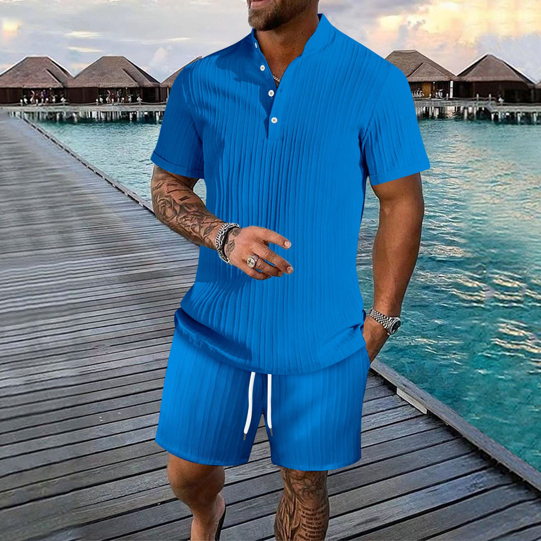 Herren stilfulde kortærmet polo t-shirt og shorts sæt Stilla