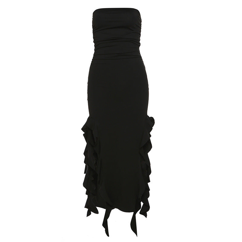 Dame Maxikjole med off-shoulder design og raffinerede flæser Stilla
