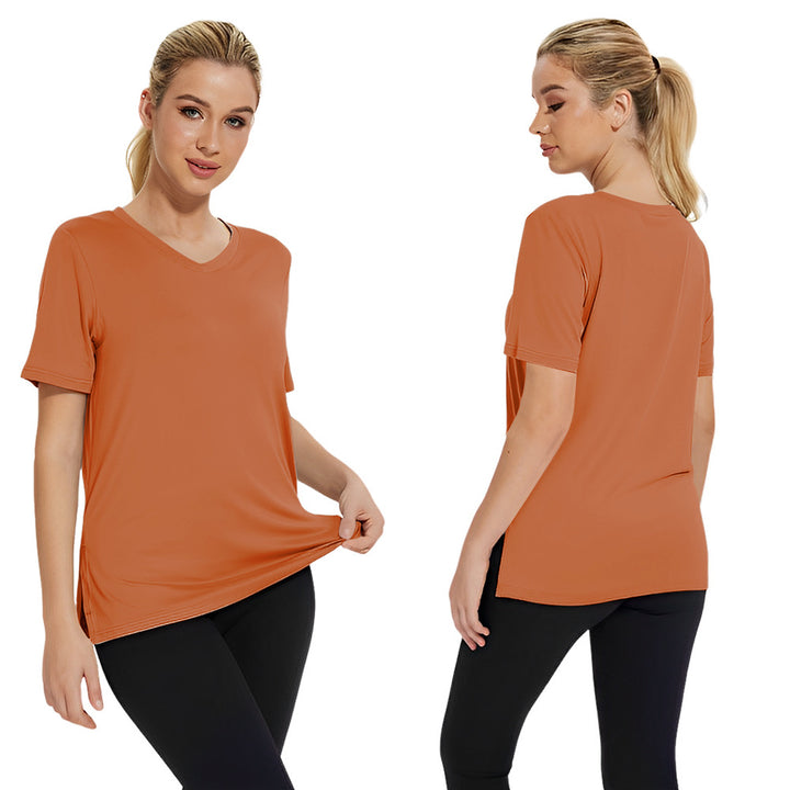 Dame Funktionelt V-Hals Sport T-shirt med åndbar teknologi Skovae