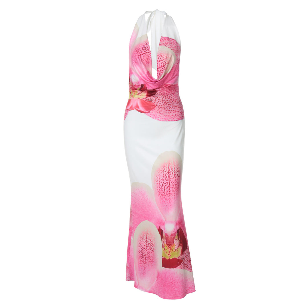 Dame Elegant Maxikjole med blomsterdesign Skovae