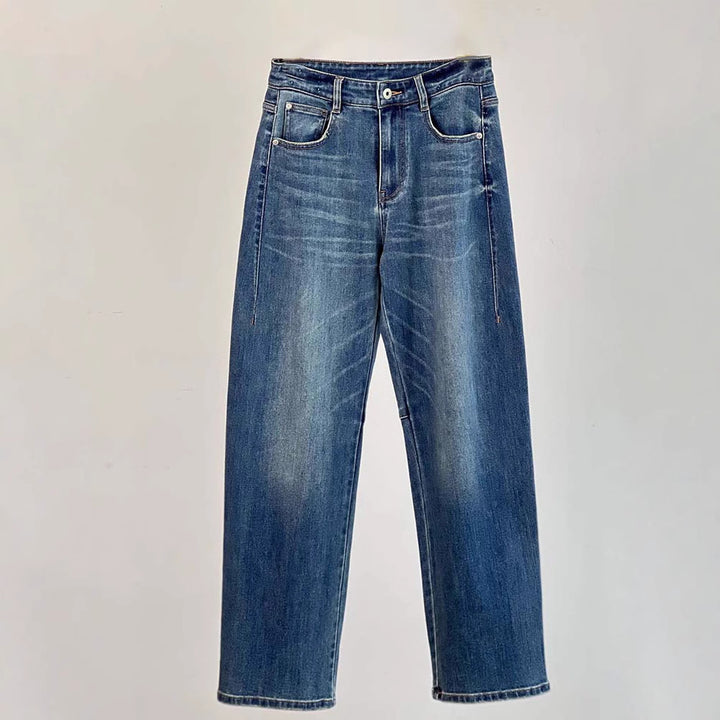 Dame bred jeansbukser med høj talje og moderne snit Stilla