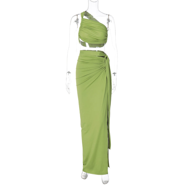 Dame Elegant Wrap Kjole med ensidig Skulderdesign Skovae