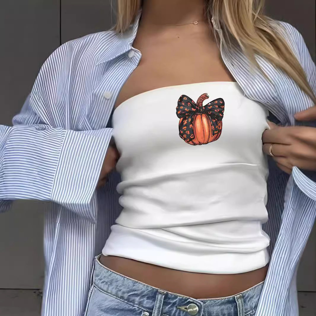 Dame Bandeau-top med stilfuld Rock-Star-print Skovae