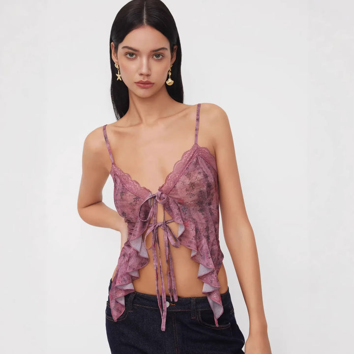 Dame Legespillet Blonde Bluse med Rynker Skovae