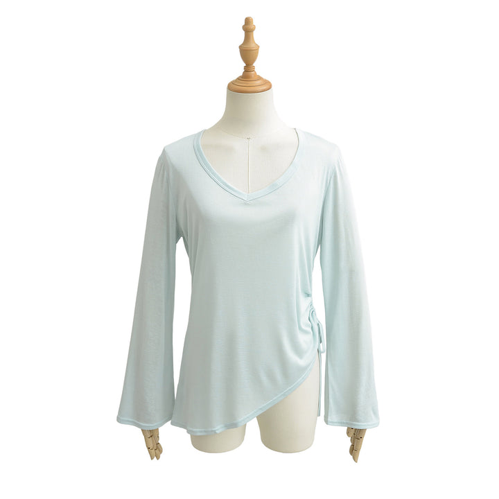 Dame asymmetrisk longsleeve-overdel med raffineret knude-design Stilla