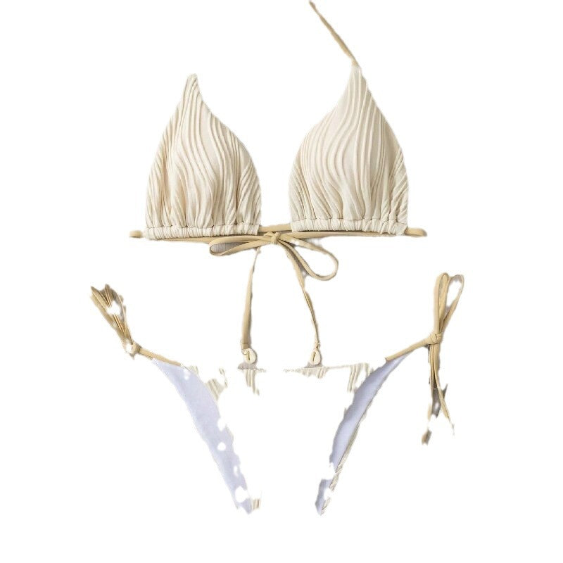 Dame Triangel-Bikini med raffineret ribdesign Skovae