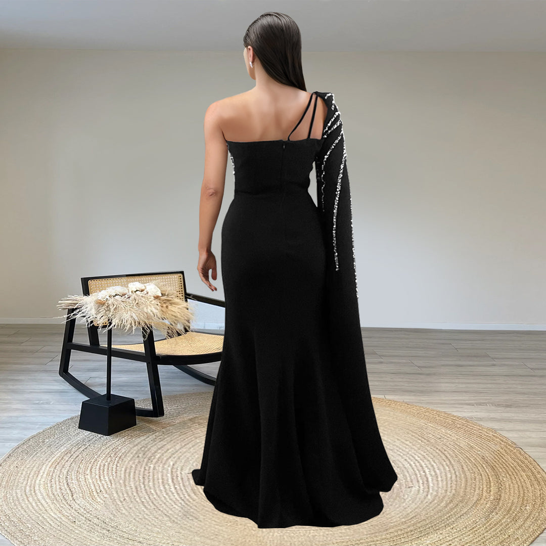 Damer Elegant Aftenkjole med asymmetrisk design og glitrende rhinestone-applikationer Stilla