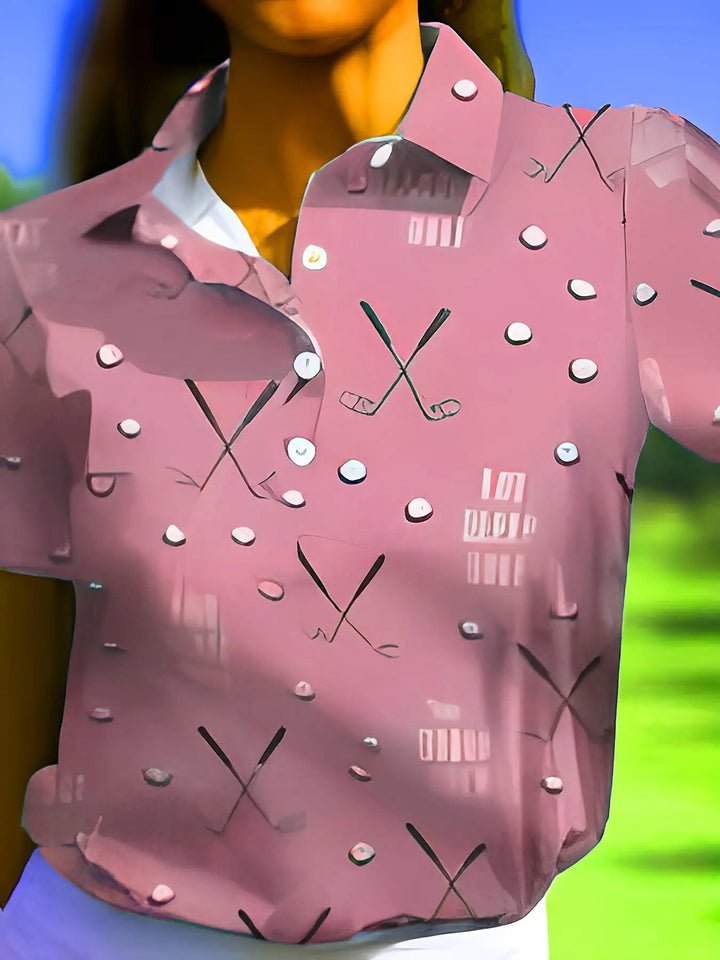 Dame golfshirts med unikt mønster Stilla