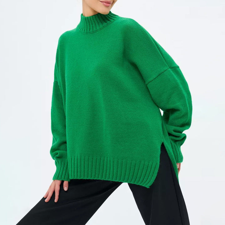 Stilla | Pullover Pullover Størrelse Schnit Ribbet Strik Semi Høj Hals Faldende Skuldre