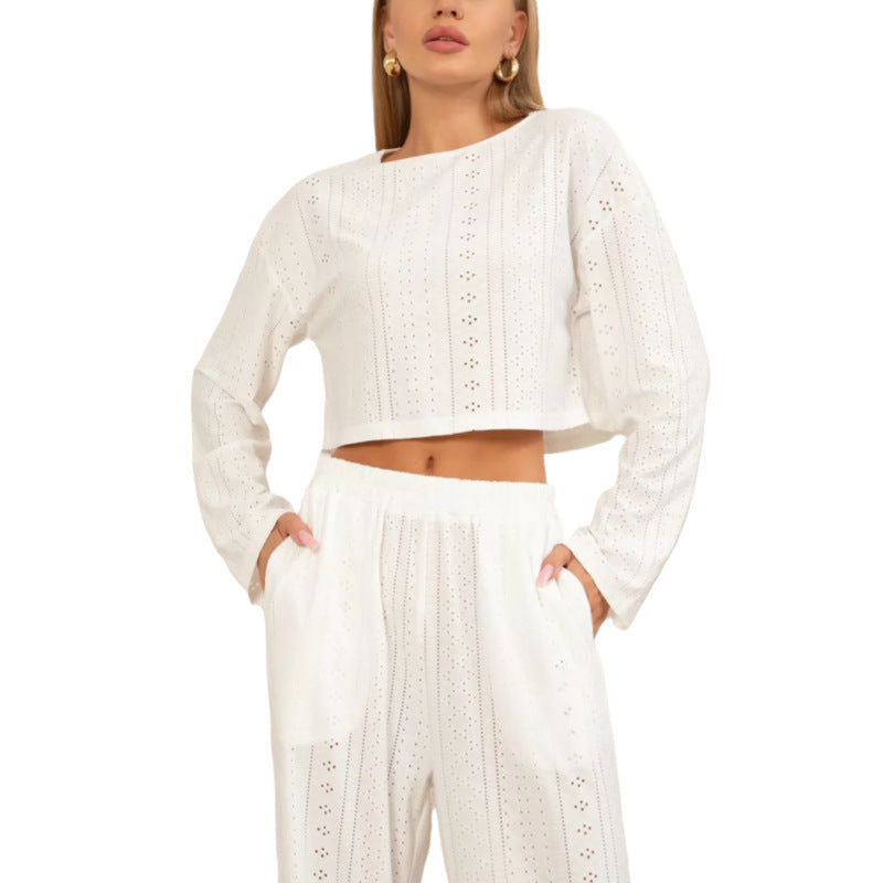 Damer Høj kvalitets Crop-Top med hulmønster Stilla