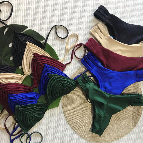 Dame Bikini-sæt med raffineret ribdesign og stilfulde skulderstropper Stilla