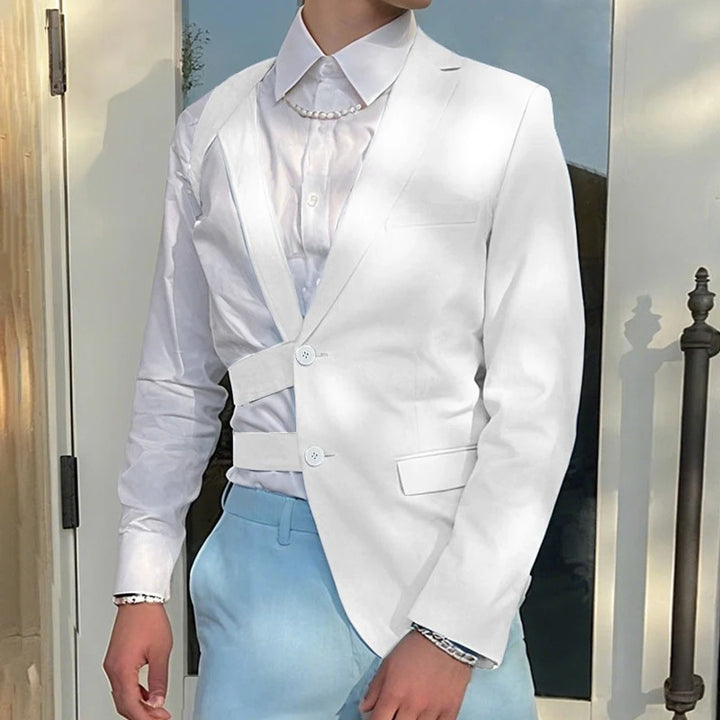 Dame nan asymmetrisk blazer med bånddetaljer og reverskrave Skovae