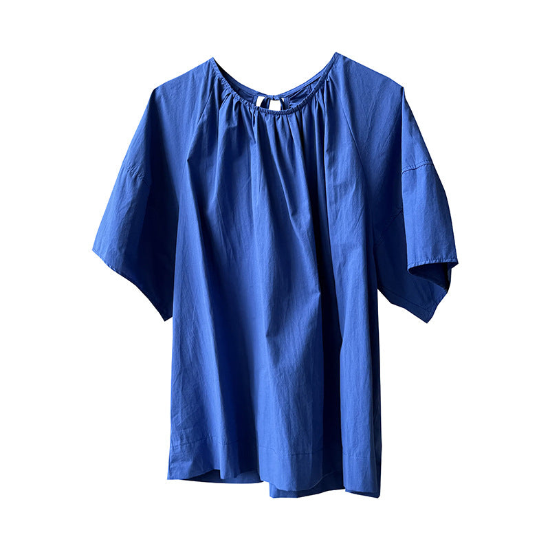 Dame Oversized Bluse med raffineret gummibånd og korte ærmer Stilla