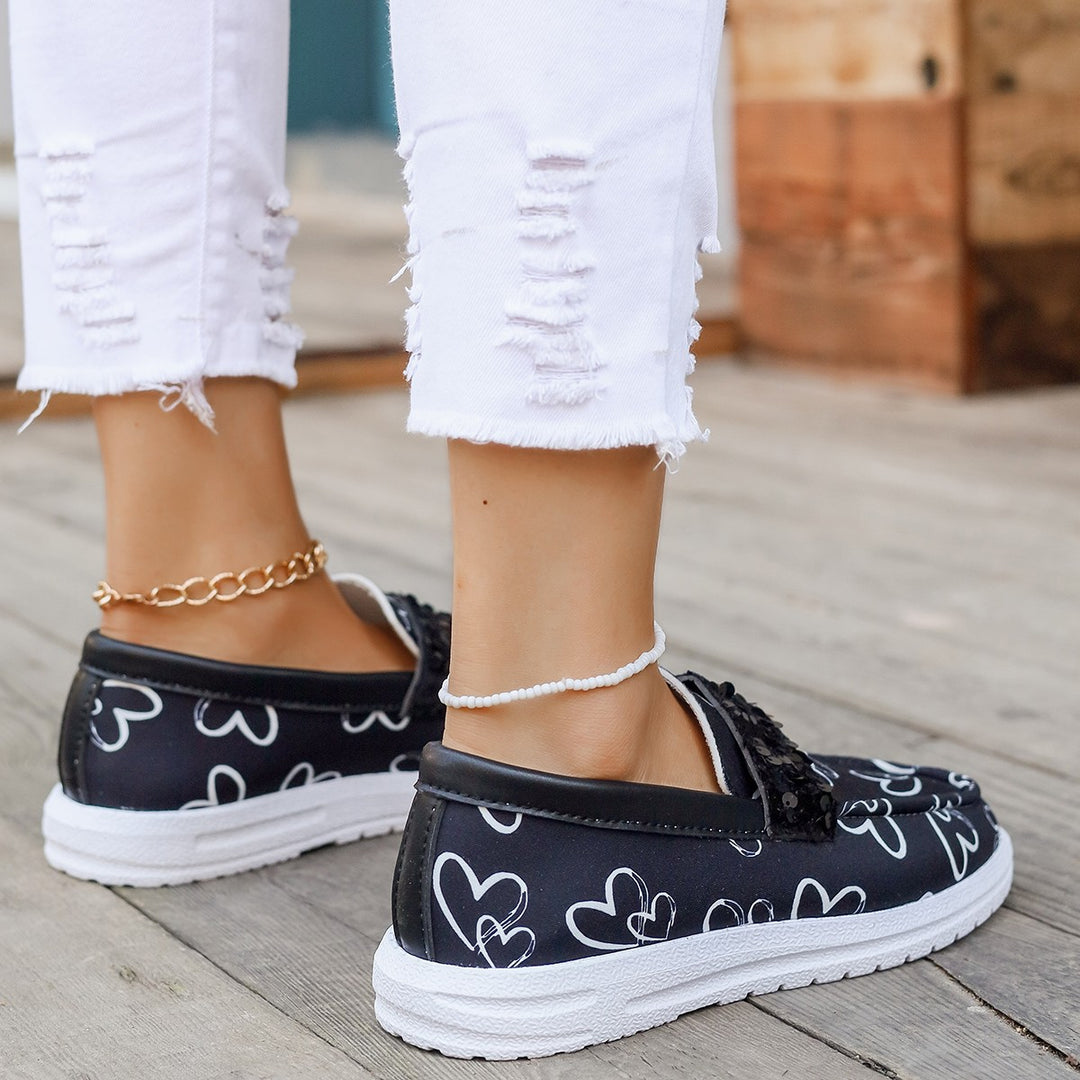 Dame Mode Slippers med funkende Pailletter og Hjerte Motiv Stilla