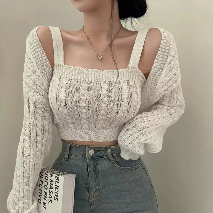 Femme Oversized Off-Shoulder Kabelstrikketrøje Stilla