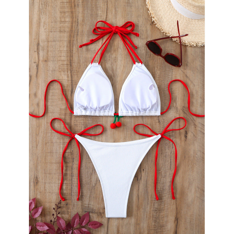 Dame Triangle-Bikini med legesyge knuder og frugtige detaljer Skovae