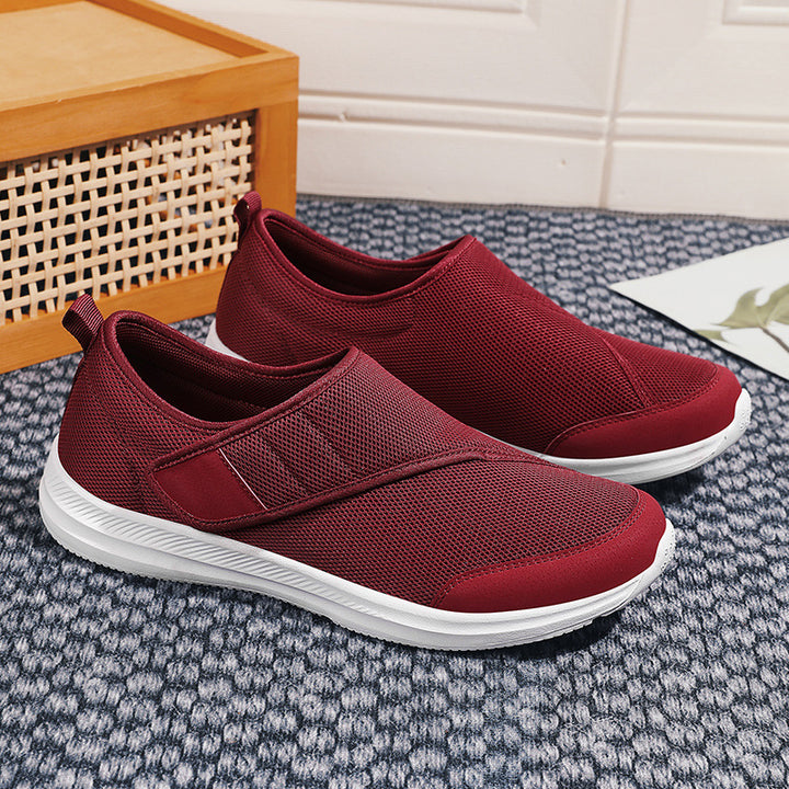 Herrer nan åndbar fritidssko i slip-on stil med velcro og polstret komfortsål Skovae