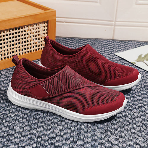 Herrer nan åndbar fritidssko i slip-on stil med velcro og polstret komfortsål Skovae