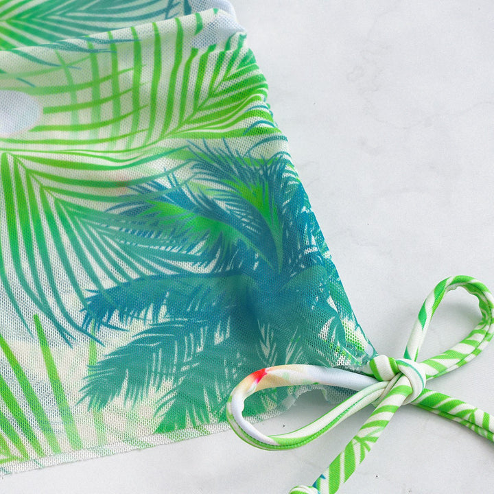 Dame Bikini-sæt med elegant omslagsskørt og tropisk design Skovae