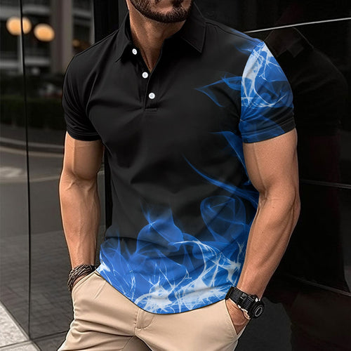 Herrer Polo shirt med moderne kunstgrafikdesign og åndbare materialer Stilla