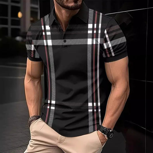 Herrer moderne polo skjorte med iøjnefaldende ternet design Stilla