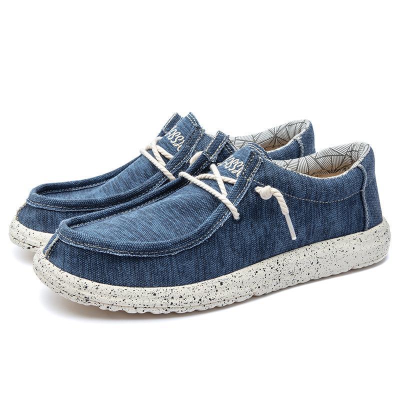Herre nan afslappet mokassin-sneaker lavet af denimstof med elastisk tau-snørebånd og polstret komfortsål Skovae