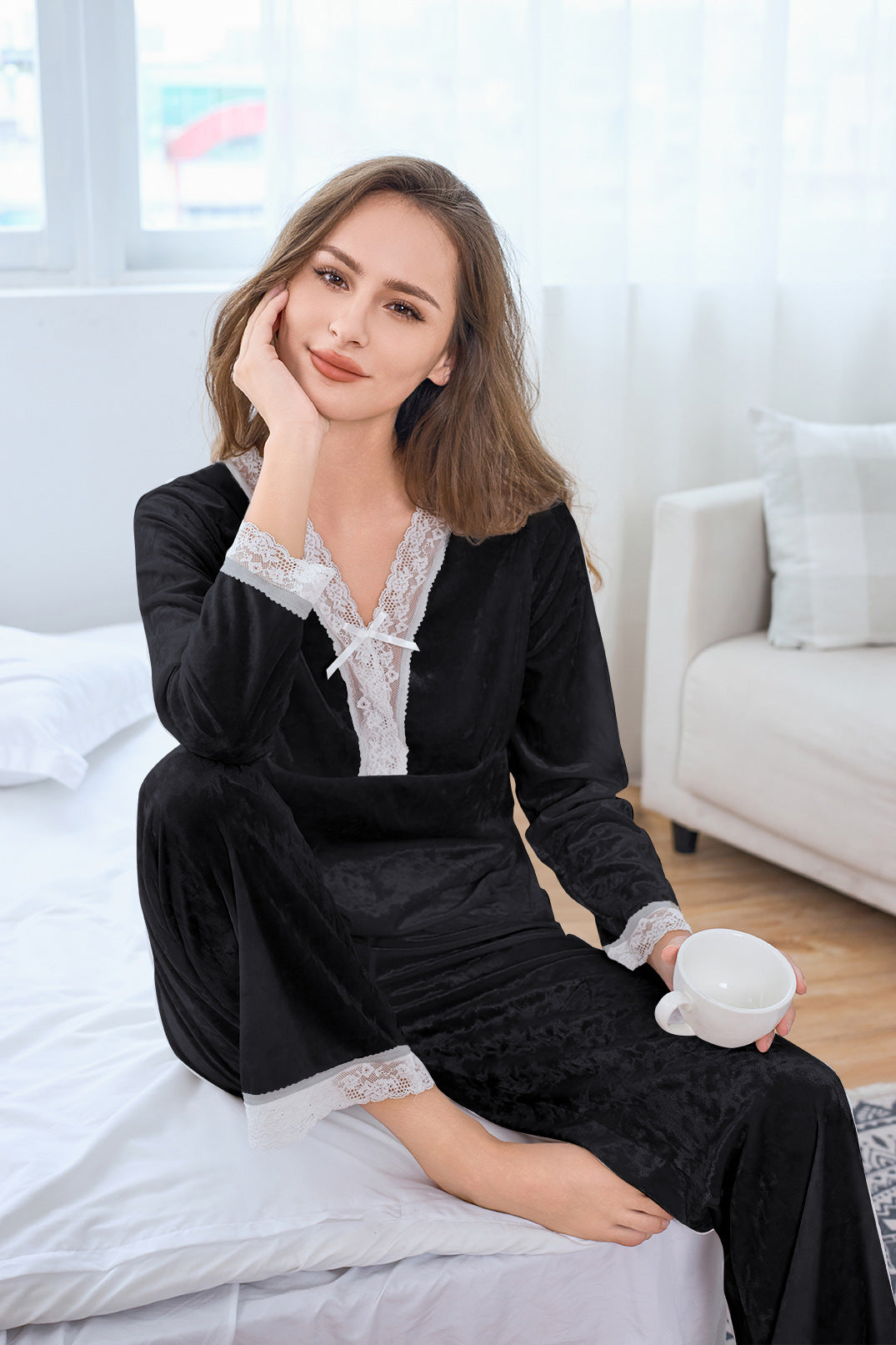 Dame samtblød pyjamas Stilla