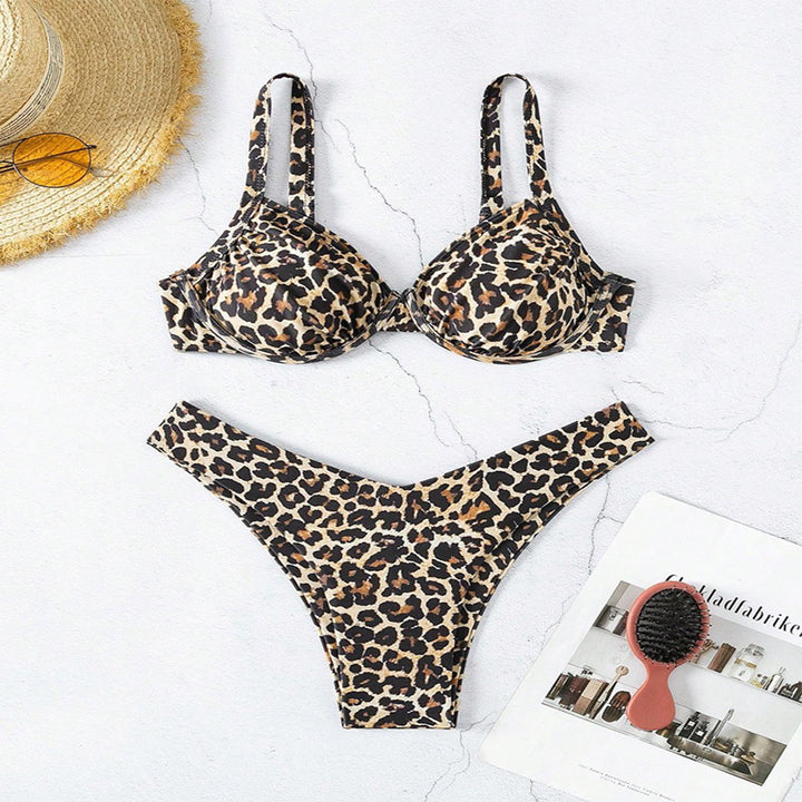 Dame Push-Up Bikini med dyre-mønster Skovae