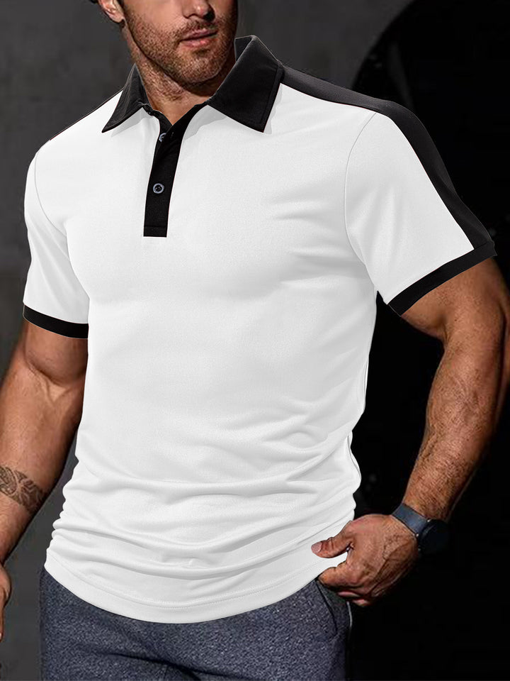 Herrer med figurtilpasset kontrast-polo-shirt med skulderpas og skjortekrave Skovae