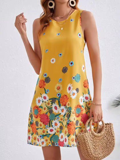 Dame ærmeløs Boho-print shift-kjole Stilla