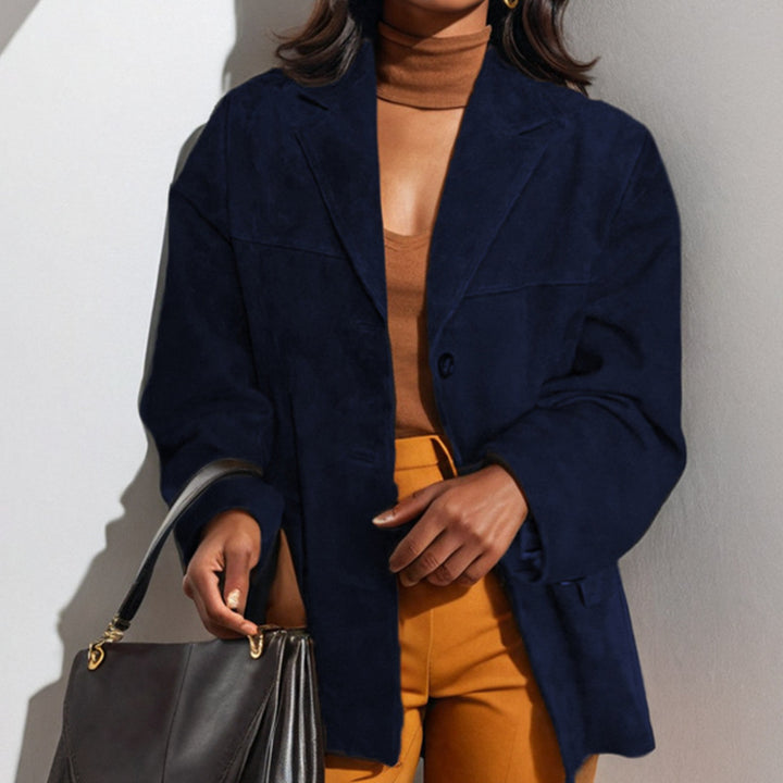 Dame Elegant Suede Jakke med Klassisk Snit og To Lommer Stilla