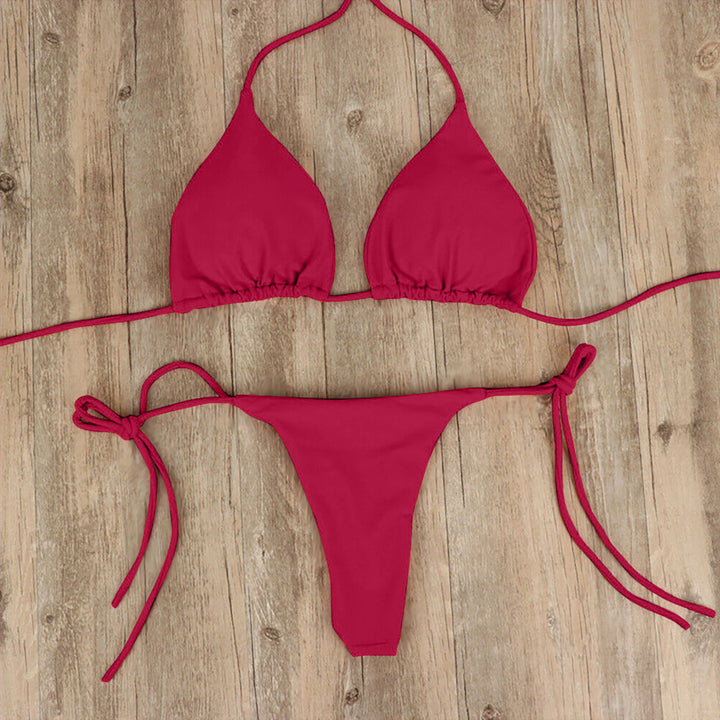 Dame Triangel-Bikini med fint stof og justerbare snøre detaljer Skovae