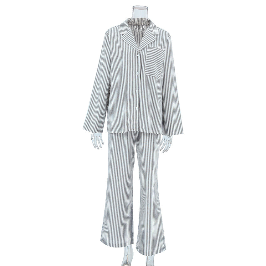 Dame afslappet stribet pyjamasæt med løs pasform og åndbart stof Stilla