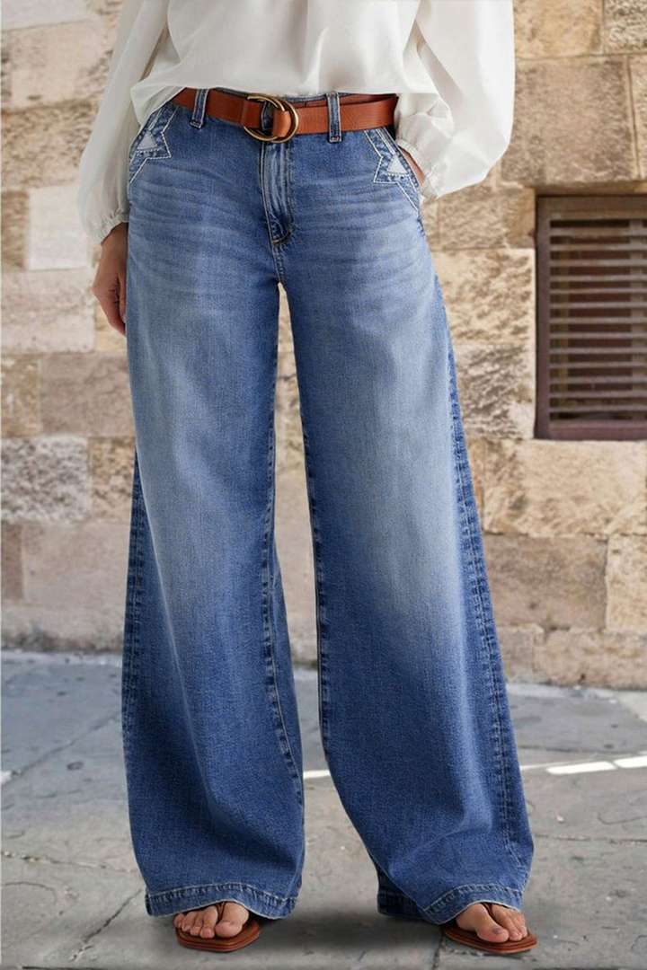 Dame Løst skåret jeans med høj talje og elegante folder Stilla