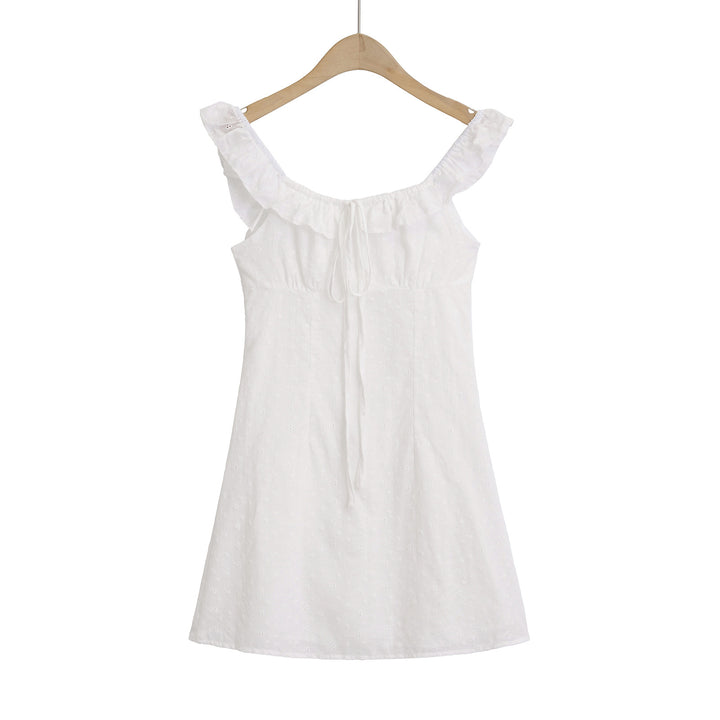 Dame Sommerligt Stropkjole med charmerende Flæsekant og blødt Taljeindsats Stilla
