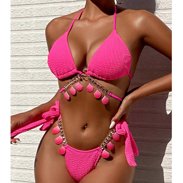 Dame Triangel-Bikini med dekorativt frynse-design Skovae