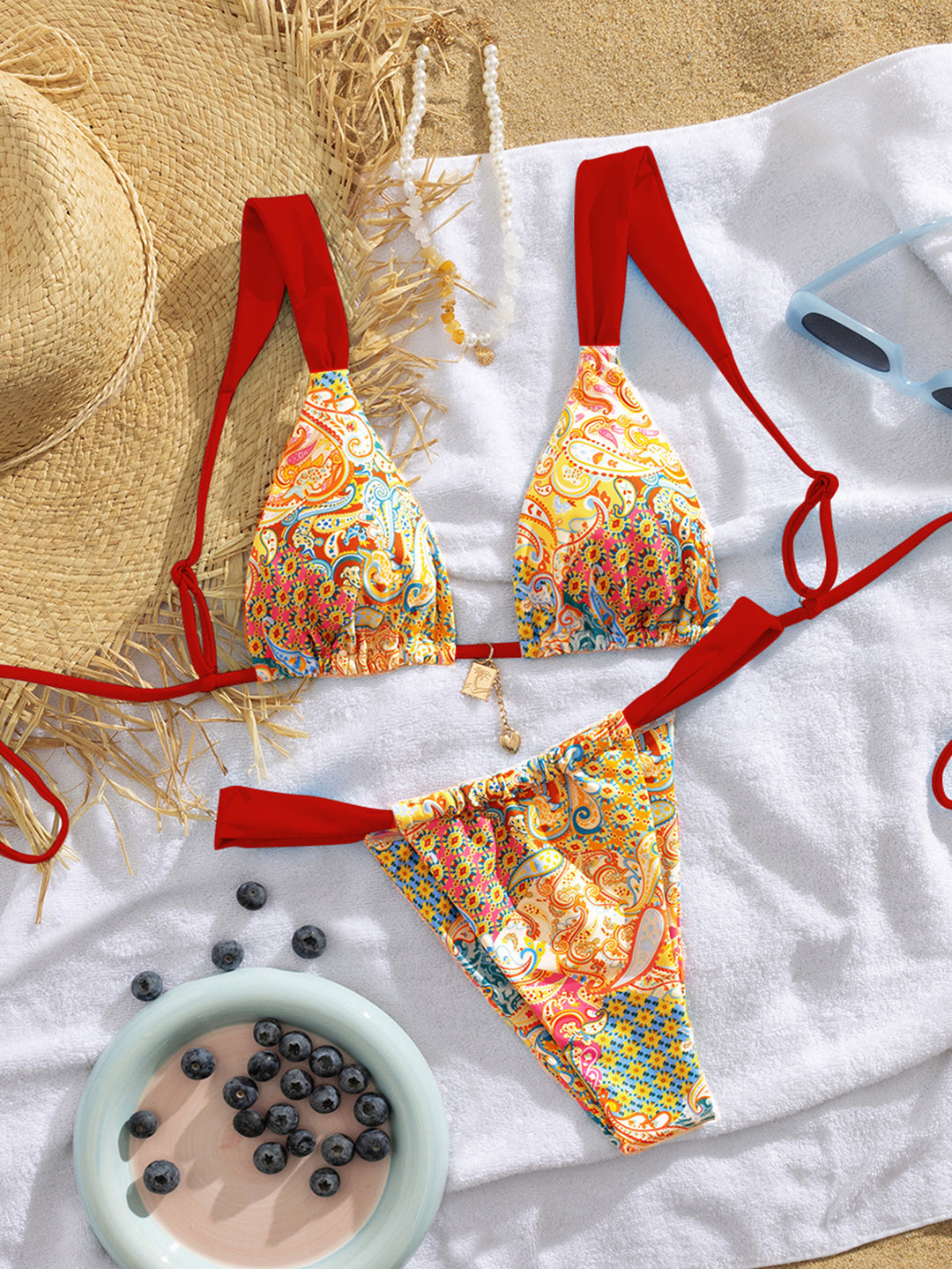 Dame Triangel-Bikini med legende paisley-mønster Skovae
