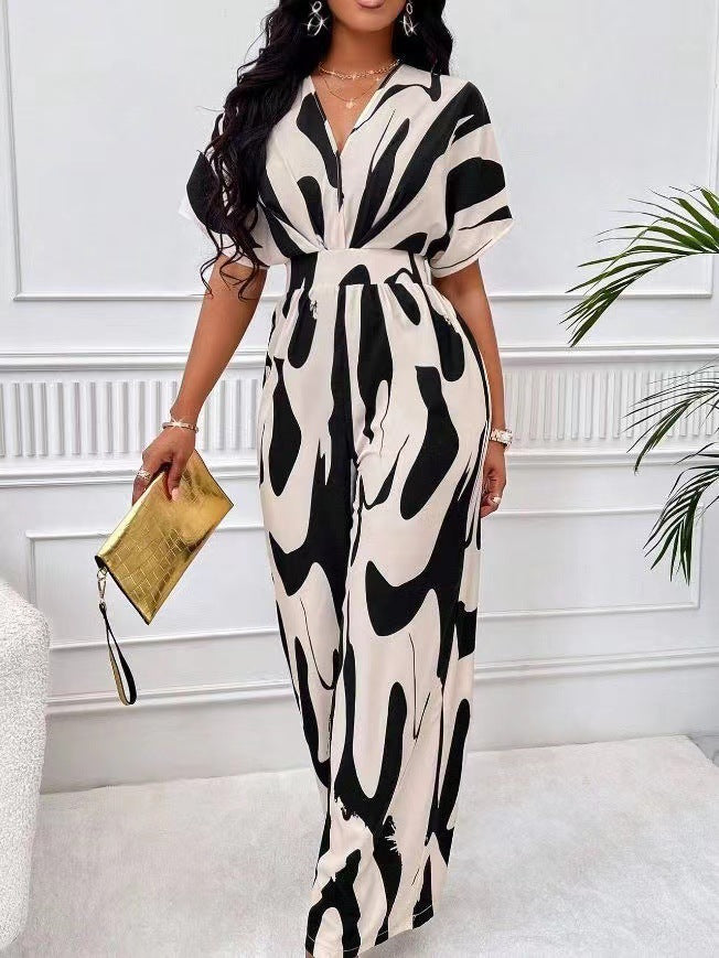 Dame Elegant Jumpsuit med dyb V-udskæring og moderigtigt snit Stilla